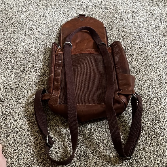 Bags Dark Brown Leather Backpack Purse No Name Good Condition Poshmark
